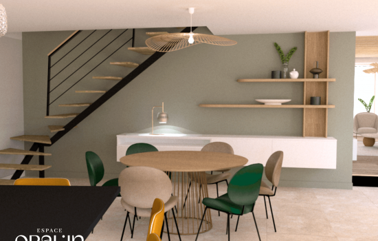 agencement et décoration d'un séjour avec mobilier sur mesure à Angers.