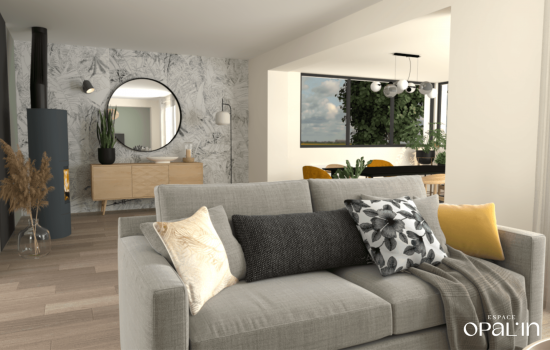 Projet d'architecture d'intérieur pour un salon moderne et lumineux à Loire Authion.