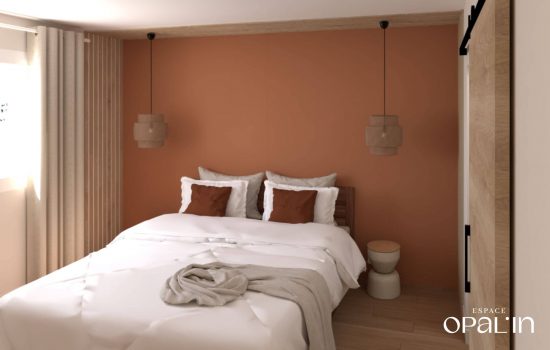 Décoaration et agencement d'une chambre avec dressing à Loire Authion par une Architecte d'intérieur